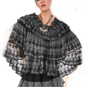 Black Lace Cape top